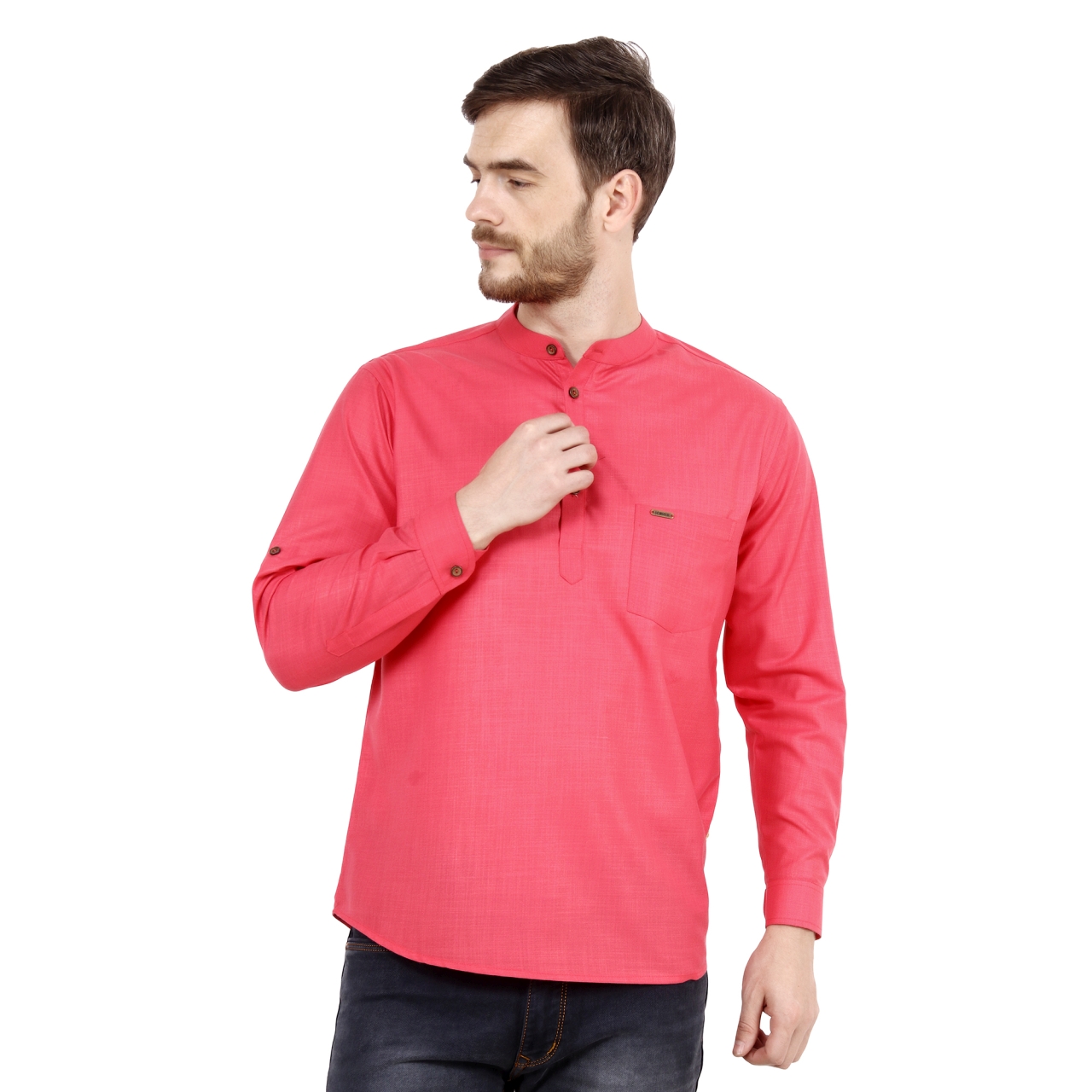 Mens Cherry Pink Short Kurta